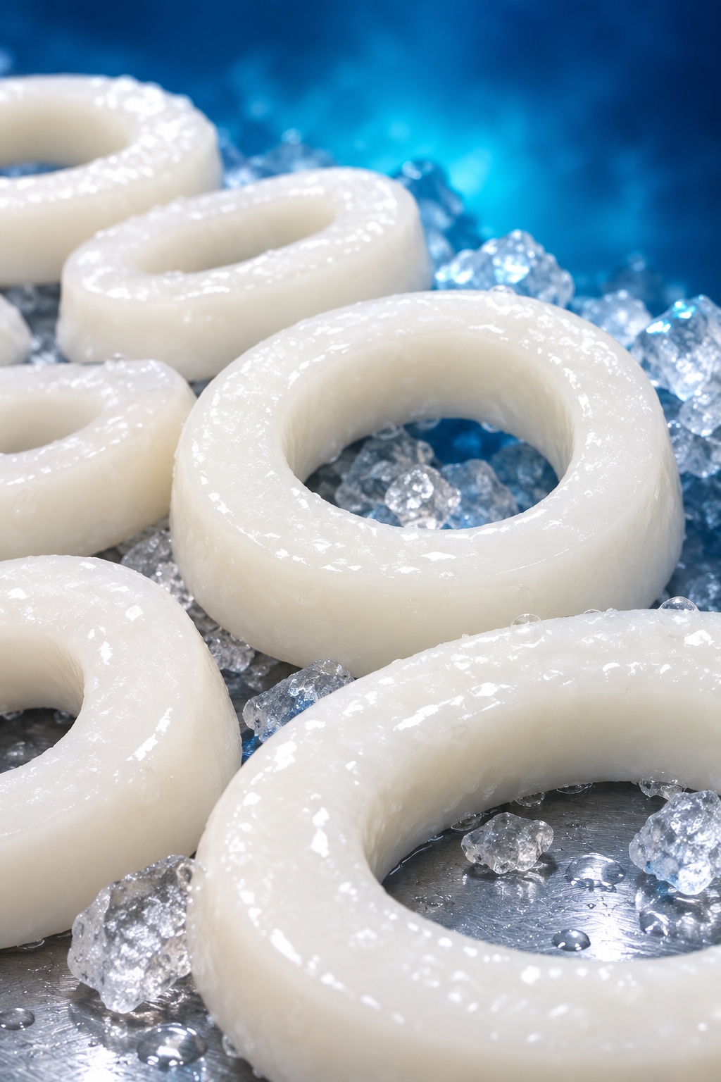 Anillas uniformes de pota de Pesquera Supercetus sobre hielo